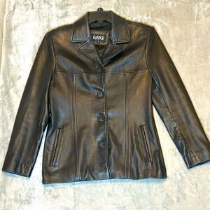 Leather Jacket Sz S Soft Classy Smooth Button Blazer Style Casper